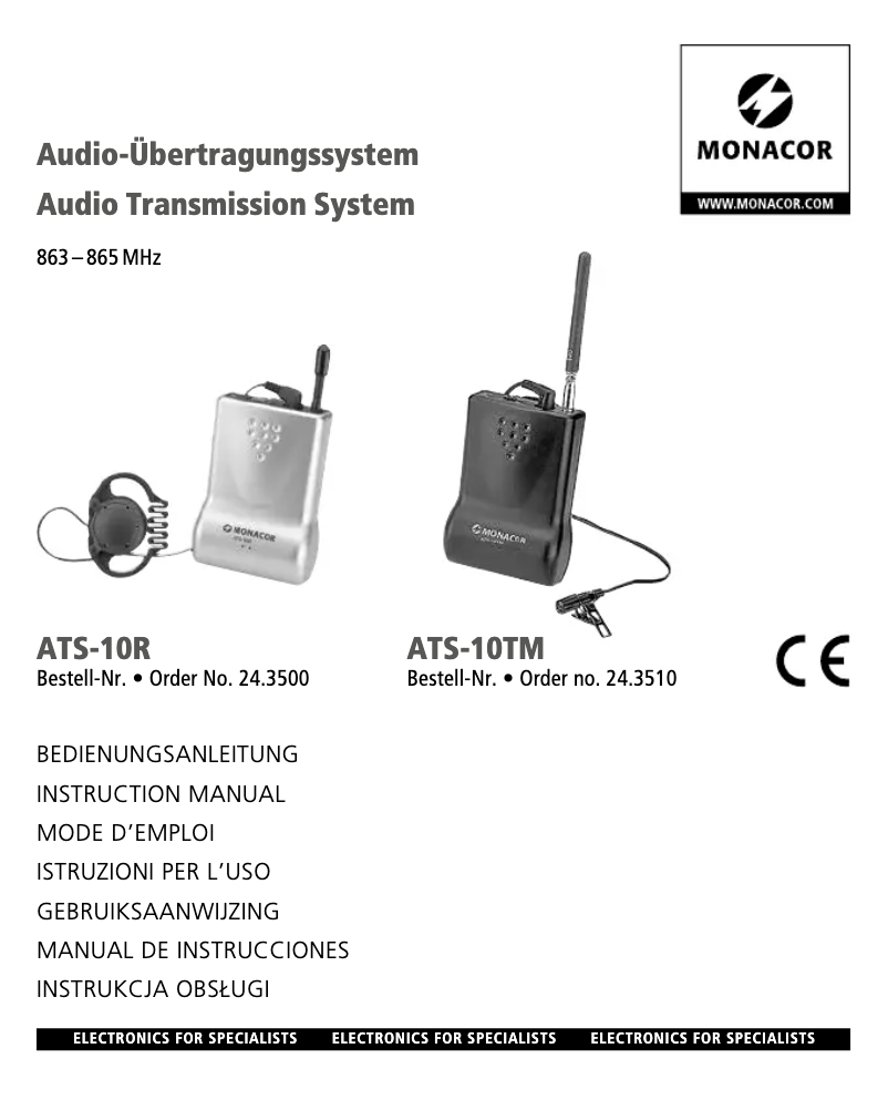 Page 1 of the manual User Manual Monacor ATS-10TM