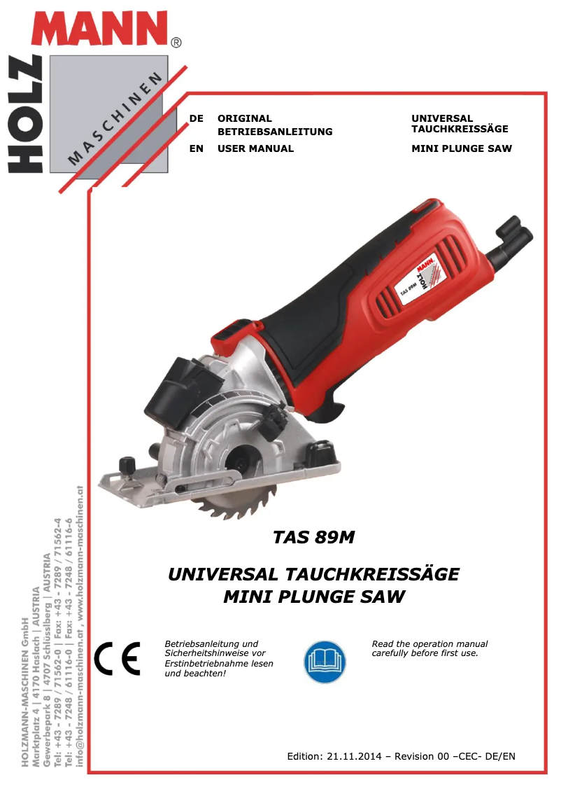 First page image of the manual for TAS 89M