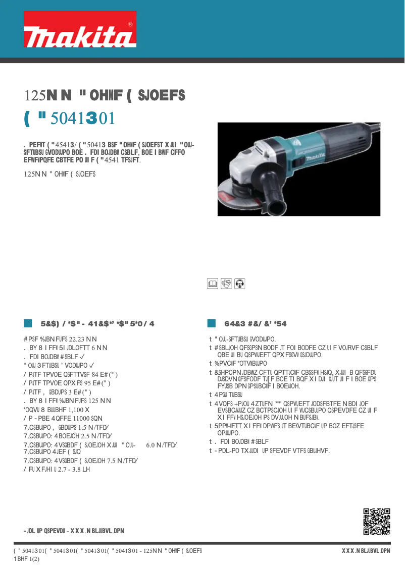 Page 1 of the manual Technical Sheet Makita GA5041R01