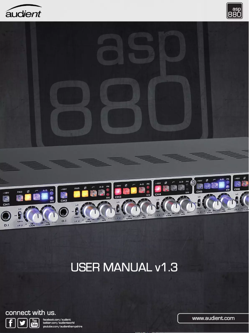 Page 1 of the manual User Manual Audient ASP880