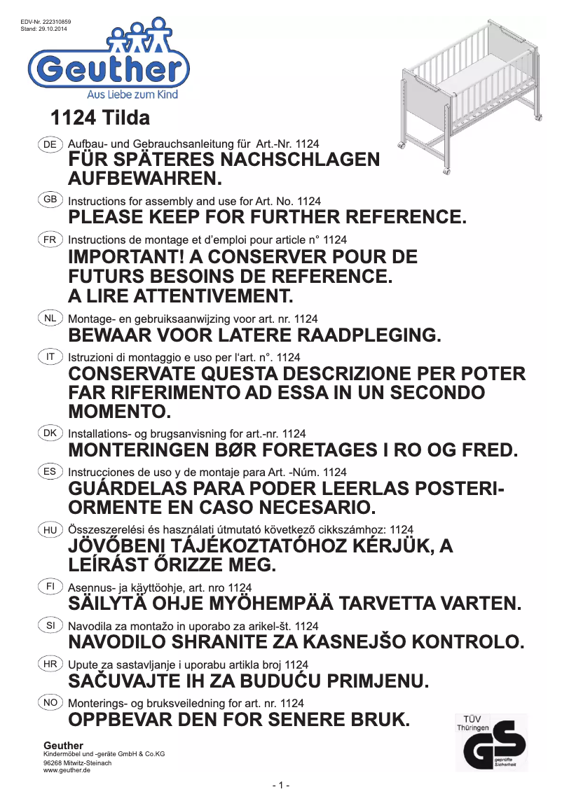 Page 1 of the manual User Manual Geuther Tilda