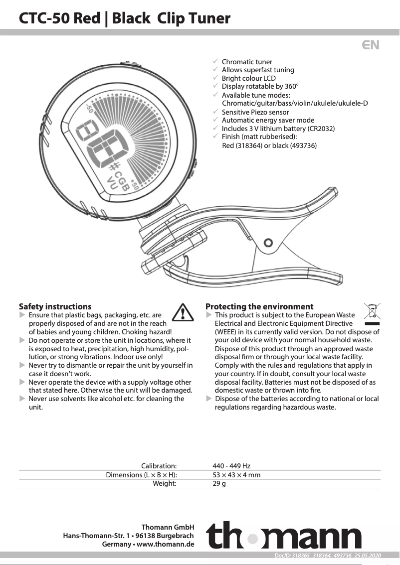 Image de la première page du manuel de l'appareil CTC-50