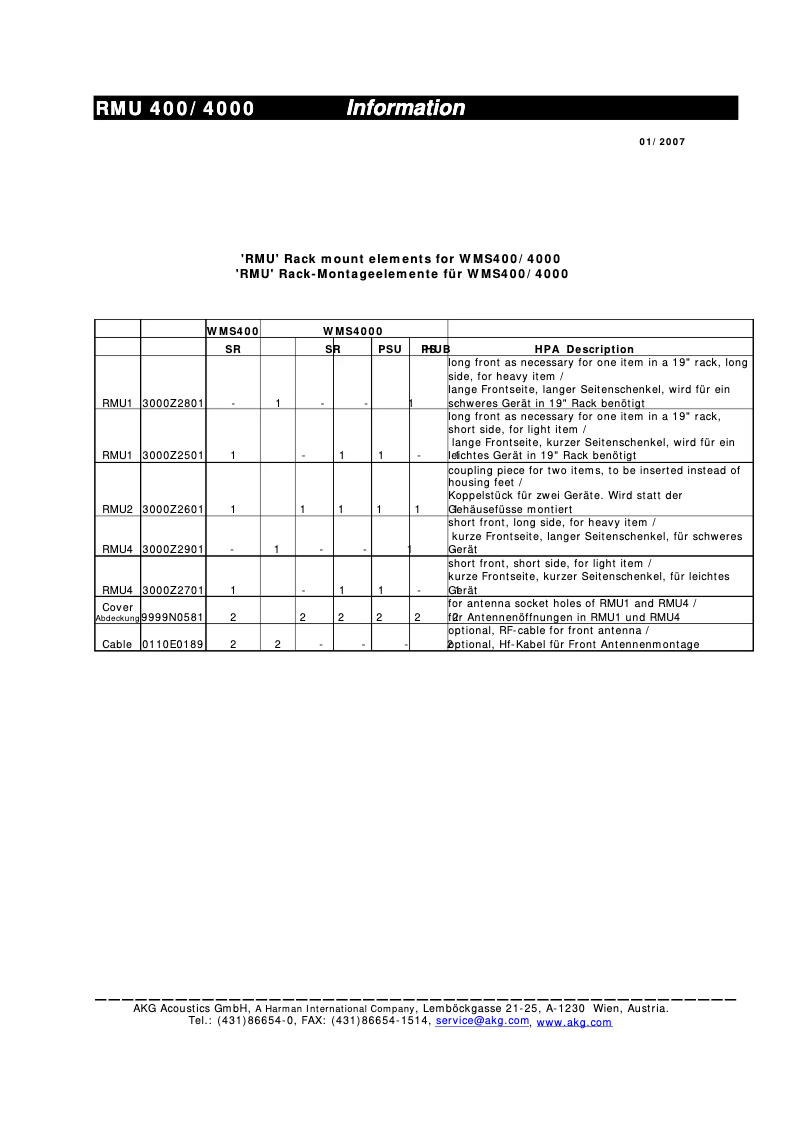 First page image of the manual for RMU 4000