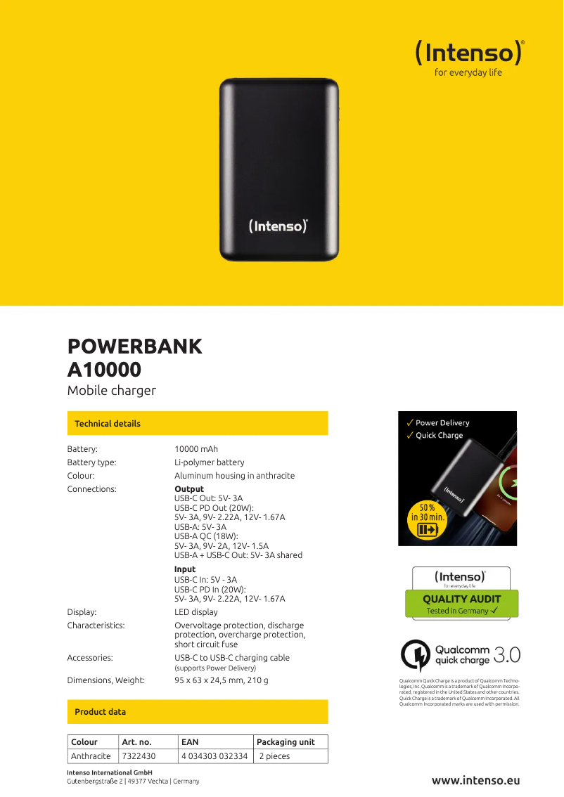 First page image of the manual for A10000