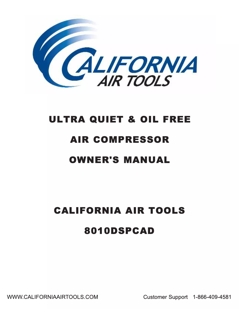 Page 1 of the manual User Manual California Air Tools 8010DSPCAD
