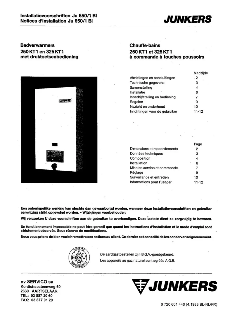 Page 1 of the manual User Manual Junkers 250 KT1