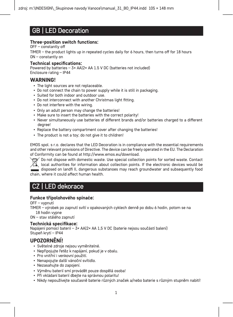 First page image of the manual for DCZW01