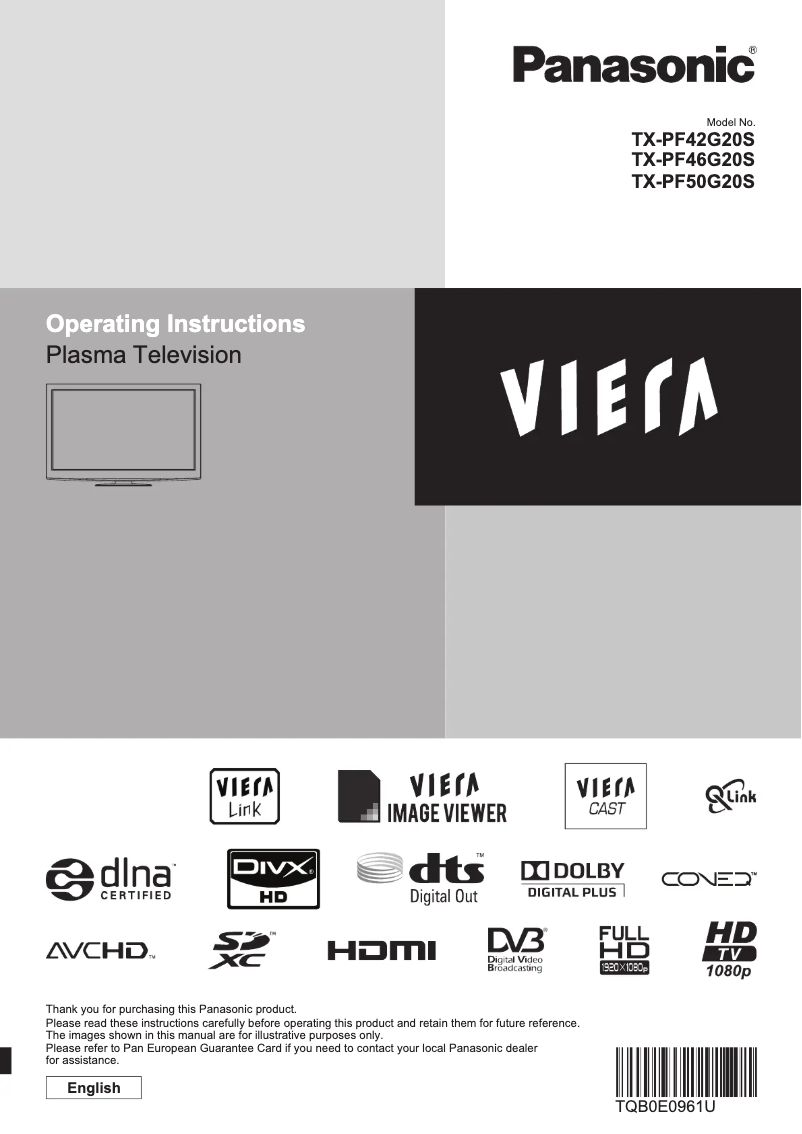 First page image of the manual for TX-PF42G20S