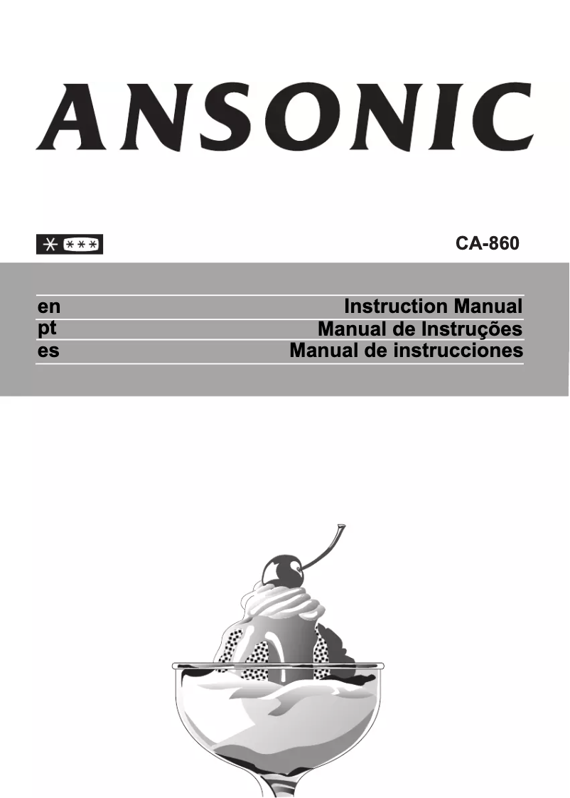 Page 1 of the manual User Manual Ansonic CA 860
