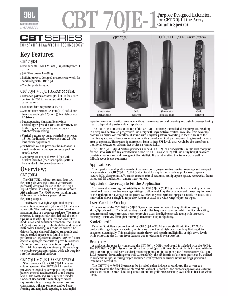 First page image of the manual for CBT 70J