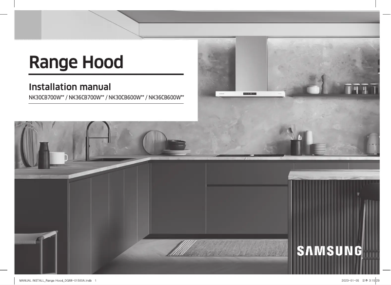 Page 1 of the manual Installation Guide Samsung NK30CB700WCG