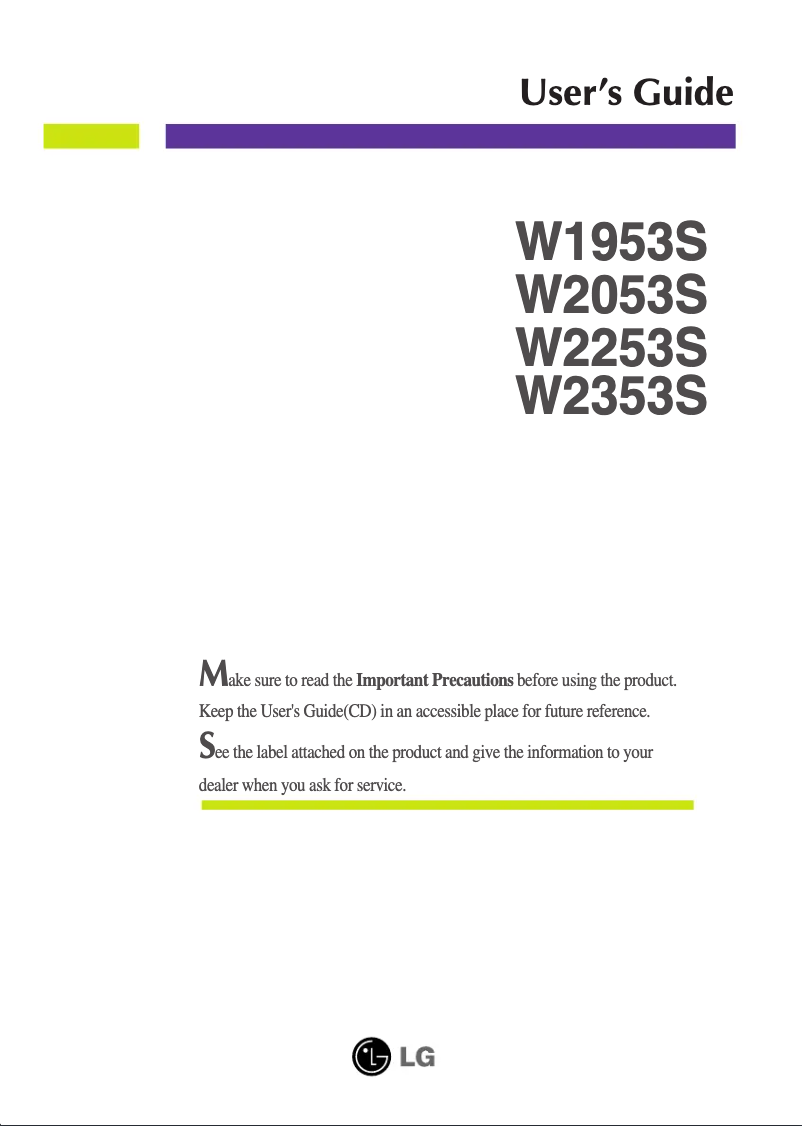 Page 1 of the manual User Manual LG W2353S