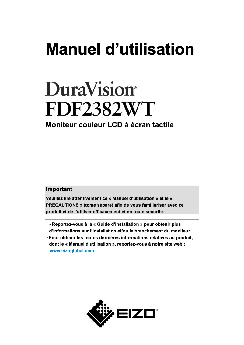 First page image of the manual for DuraVision FDF2382WT-A