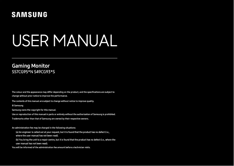 Page 1 of the manual User Manual Samsung S49CG954EC