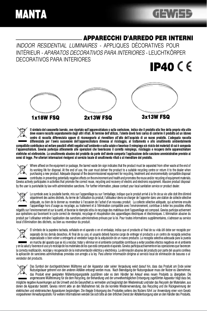 Page 1 of the manual User Manual Gewiss GW80576