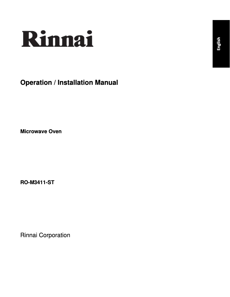 Page 1 of the manual User Manual Rinnai RO-M3411-ST