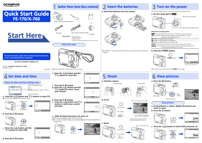 Page 1 of the manual Quick Start Guide Olympus FE-170