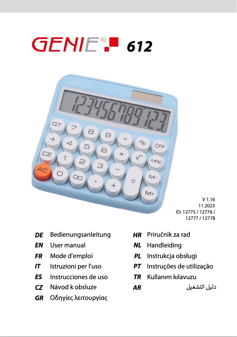 Page 1 of the manual User Manual Genie 612