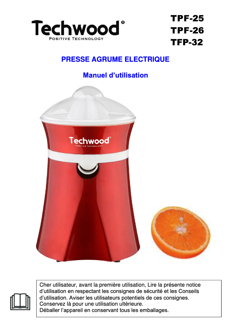 Page 1 of the manual User Manual Techwood TPF-26