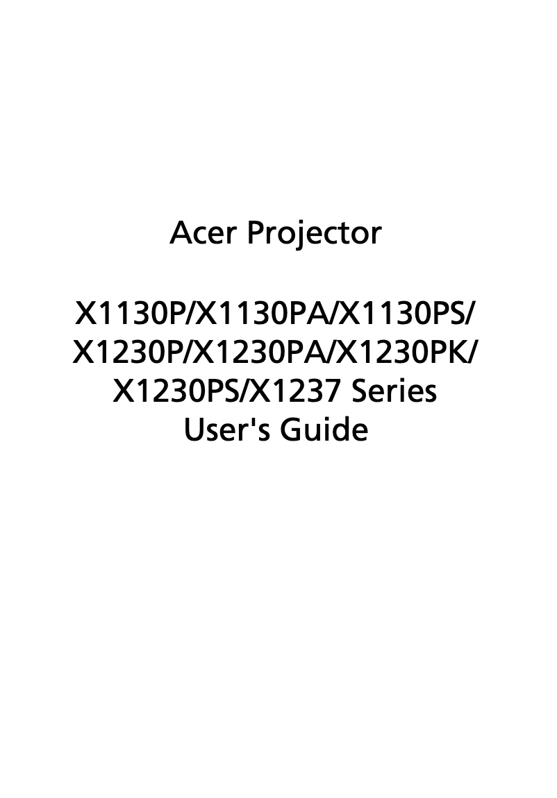 Page 1 of the manual User Manual Acer X1130P