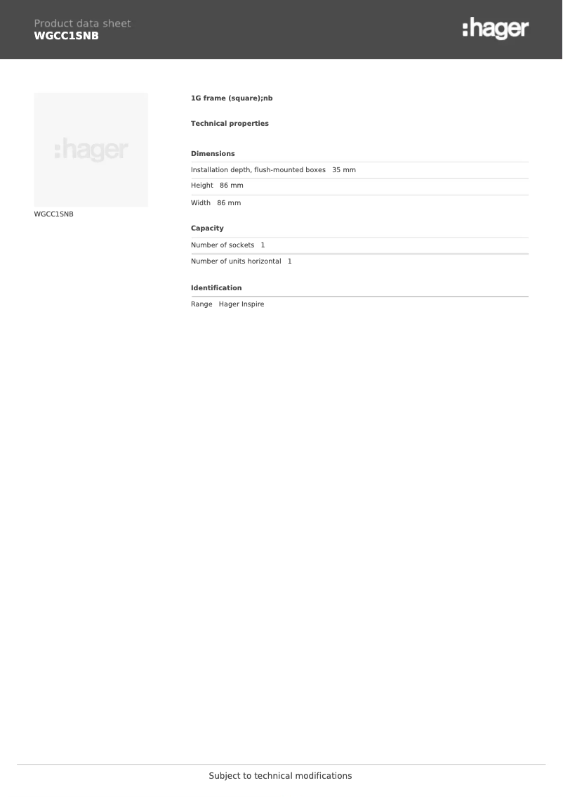 First page image of the manual for WGCC1SNB