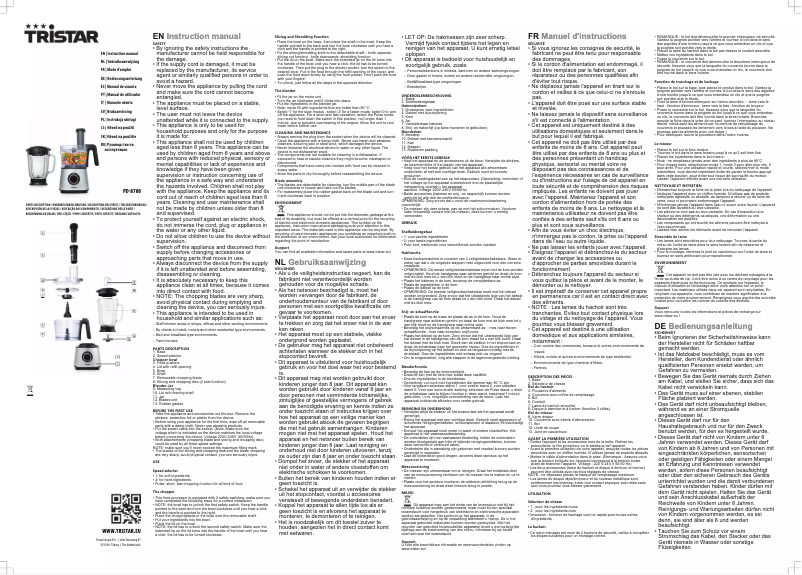 Page 1 of the manual User Manual TriStar PD-8780