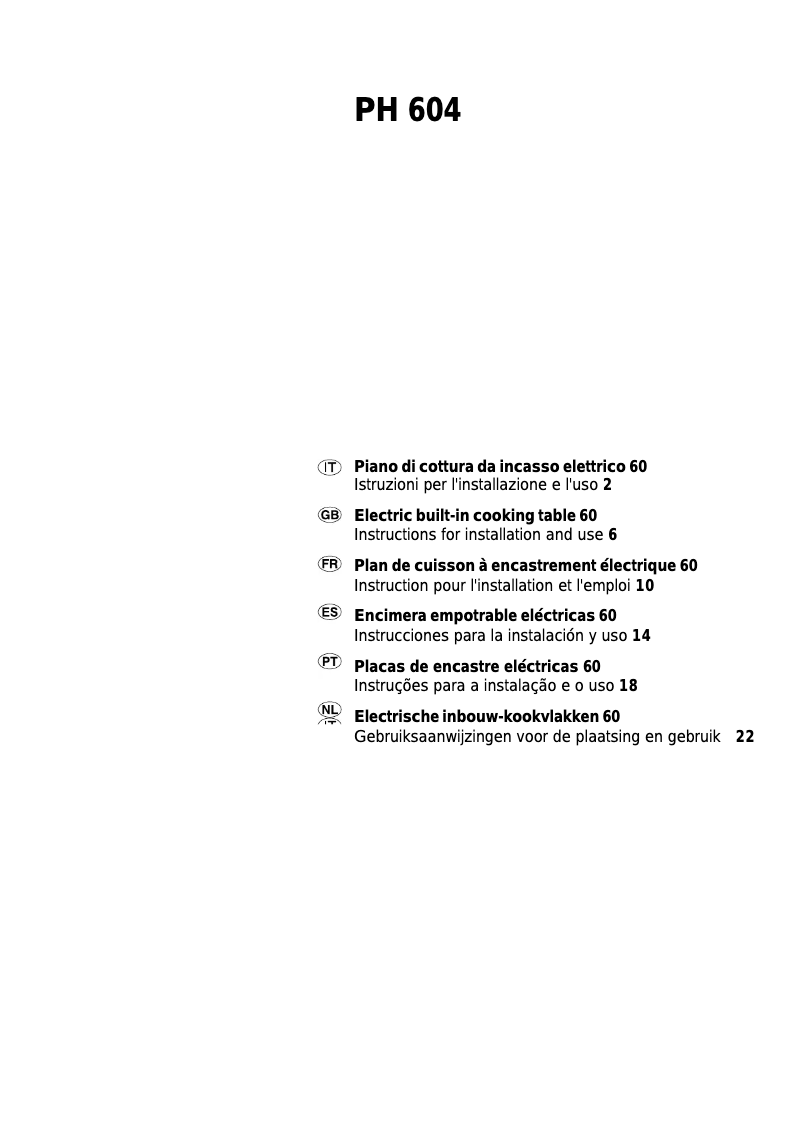 Page 1 of the manual User Manual Ariston Thermo PH 604