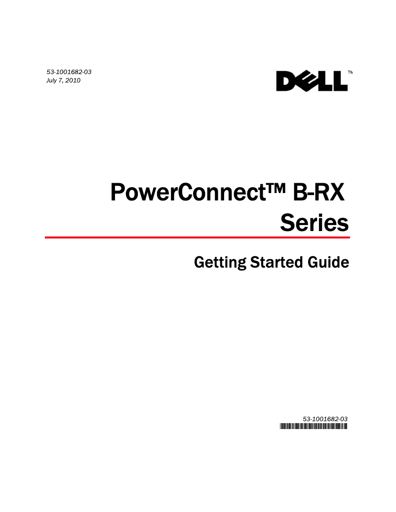 Page 1 of the manual Installation Guide Dell PowerConnect B-RX