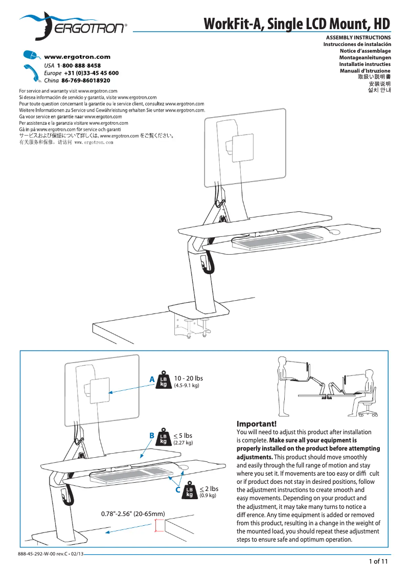 Page 1 of the manual User Manual Ergotron WorkFit-A Single HD