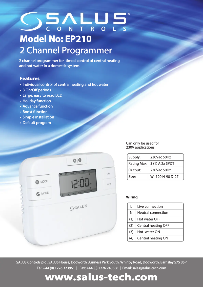 First page image of the manual for EP210