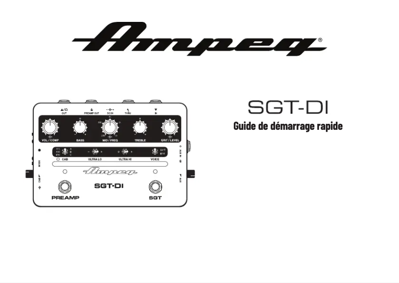 Page 1 de la notice Guide de démarrage rapide Ampeg SGT-DI