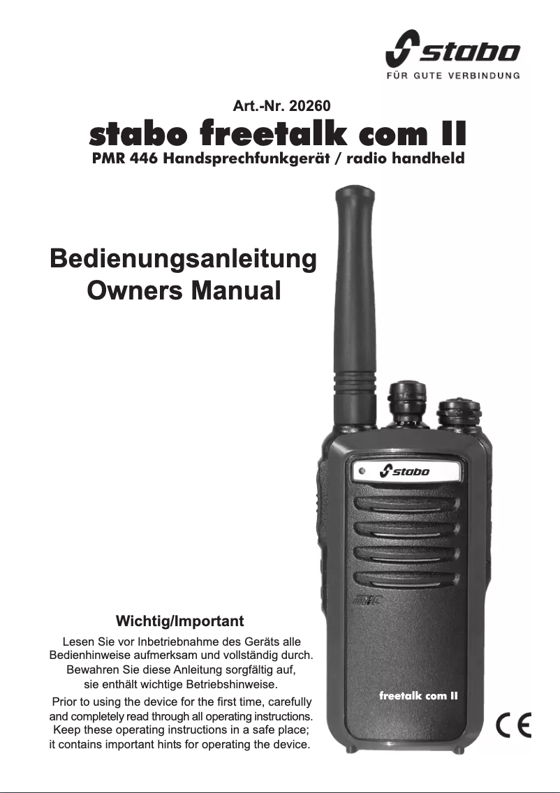 First page image of the manual for Freetalk Com II PMR-446