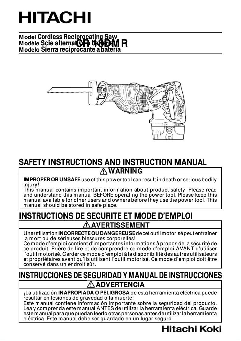 Page 1 of the manual User Manual Hitachi CR 18DMR