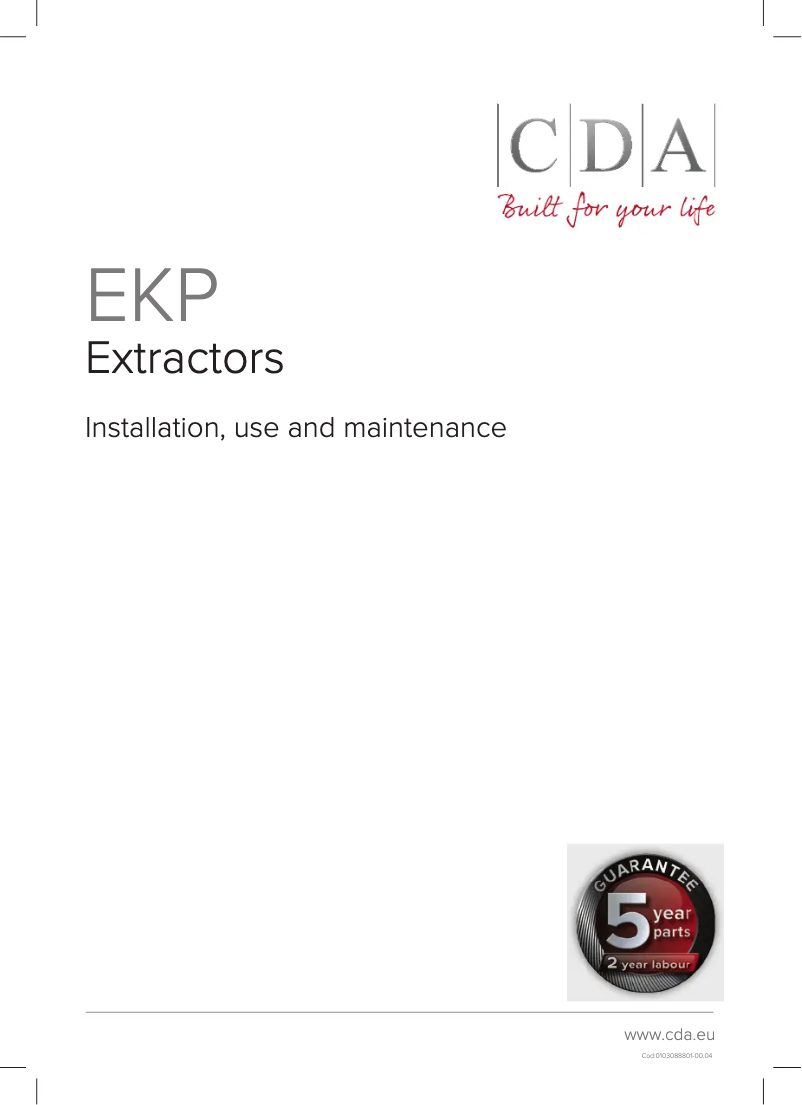 Page 1 of the manual User Manual CDA EKP60BL