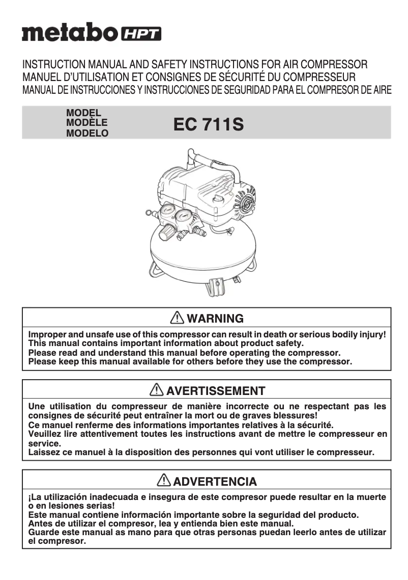 Page 1 of the manual User Manual HiKOKI EC711S