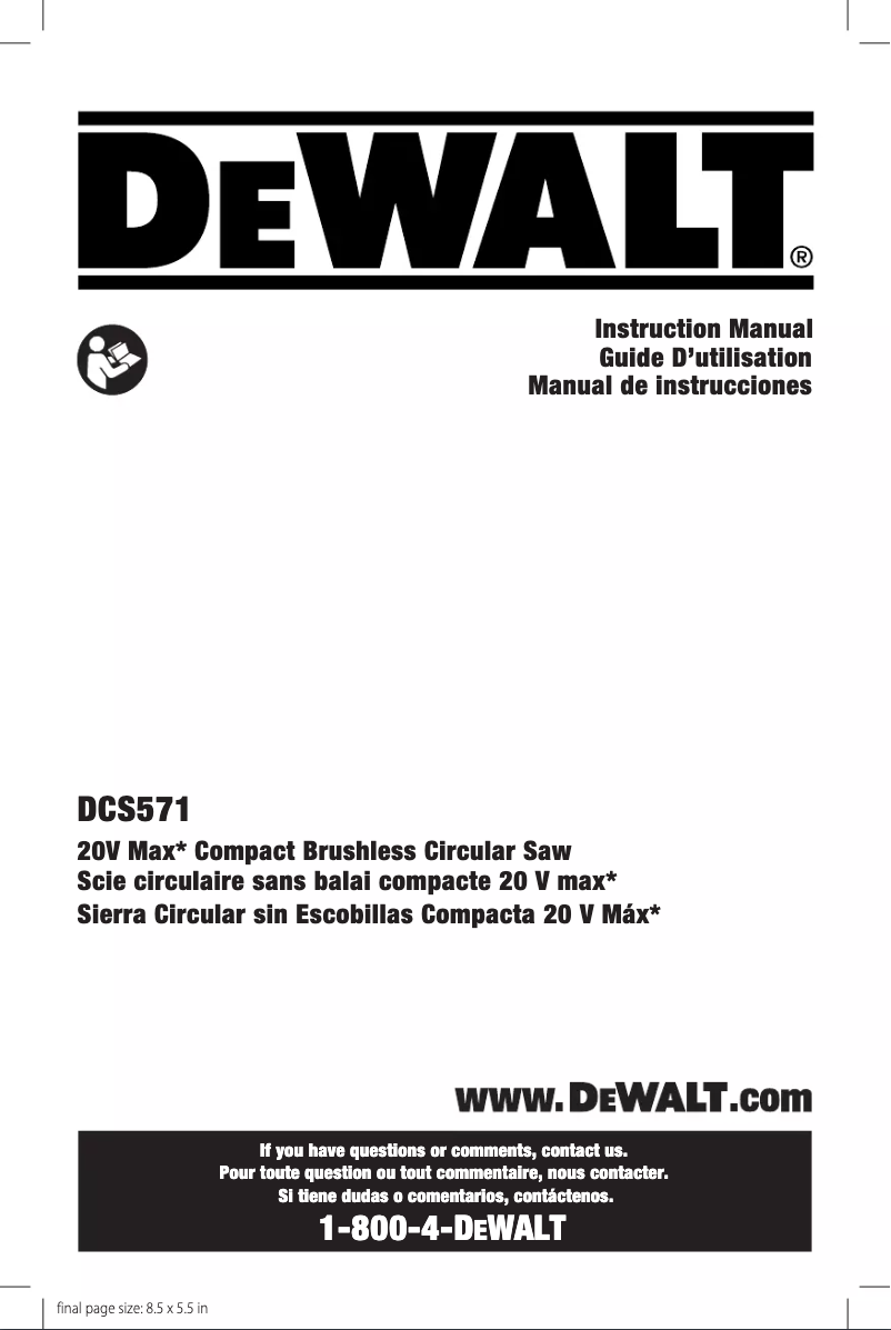 Page 1 of the manual User Manual DeWalt DCS571