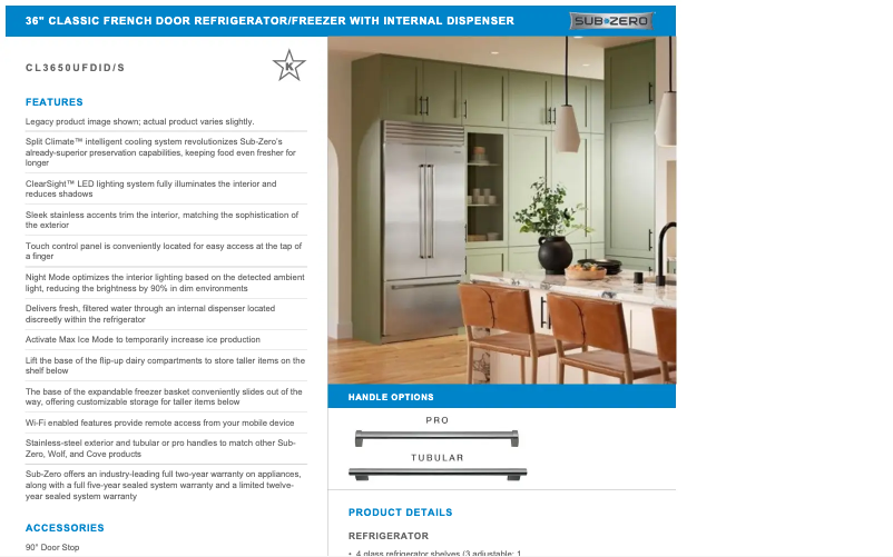 Page 1 of the manual Energy Label Sub-Zero CL3650UFDID/S