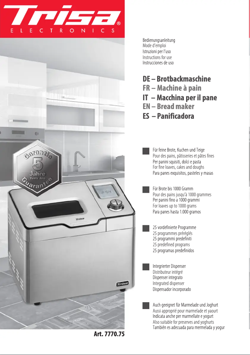 First page image of the manual for Le Bistro 7770