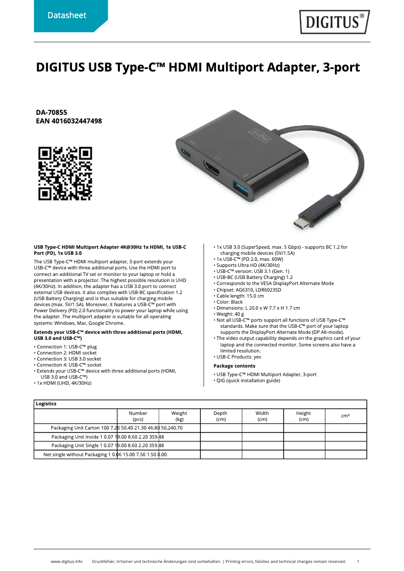 First page image of the manual for DA-70855
