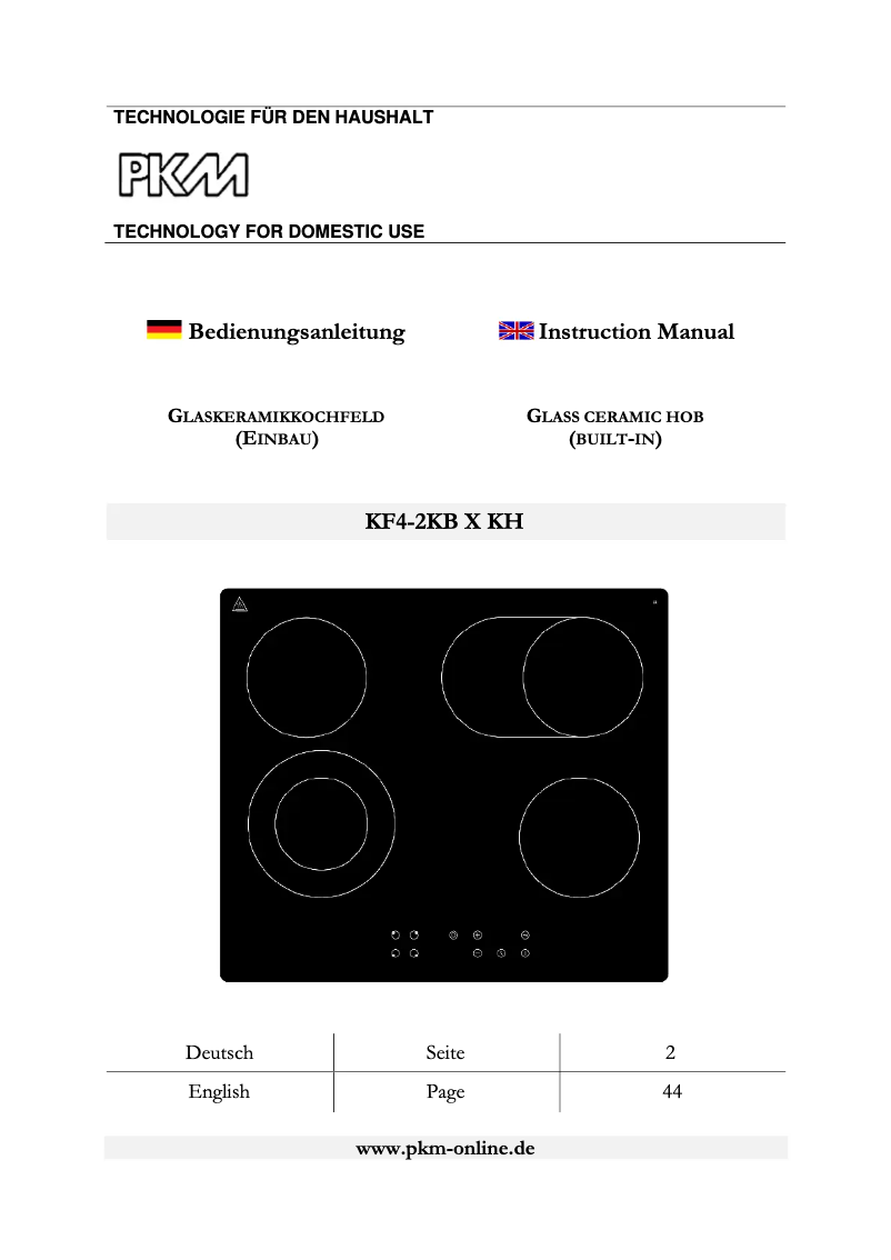 Page 1 of the manual User Manual PKM KF4 2KB X KH