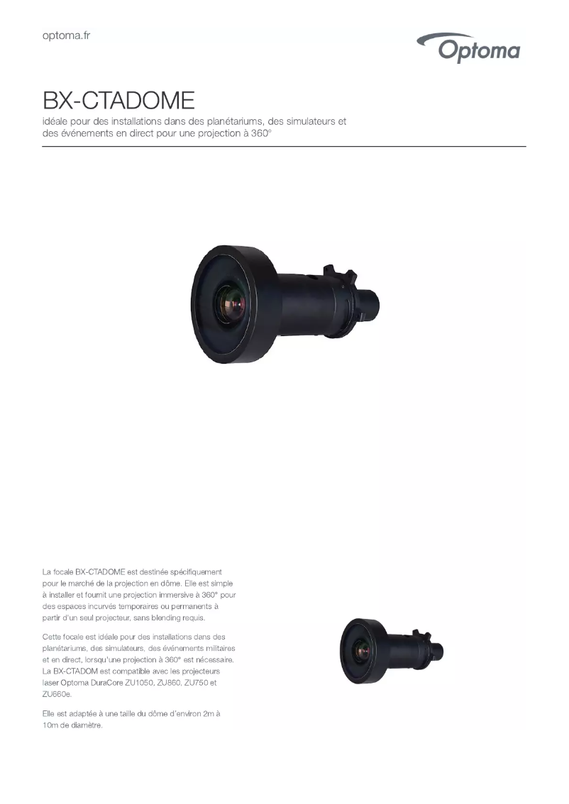 Page 1 of the manual User Manual Optoma BX-CTADOME
