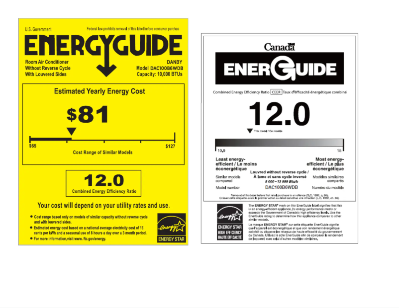 Page 1 of the manual Energy Label Danby DAC100B6WDB
