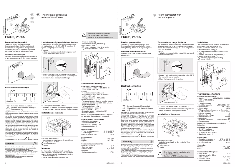 Page 1 of the manual User Manual Hager 25505