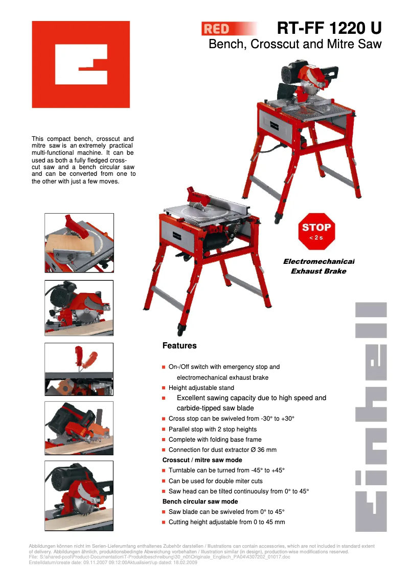 First page image of the manual for RT-FF 1220 U