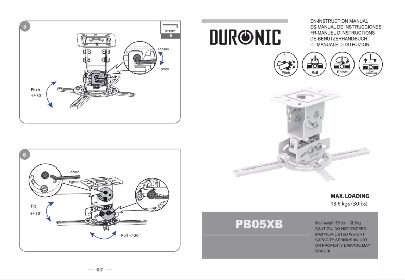 Page 1 of the manual User Manual Duronic PB05XB