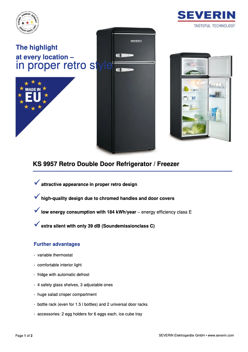 First page image of the manual for KS 9957