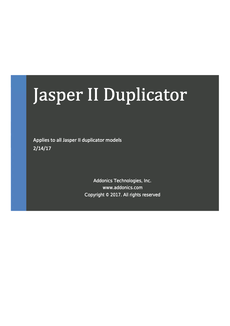 First page image of the manual for JASPER II 3M 1:3
