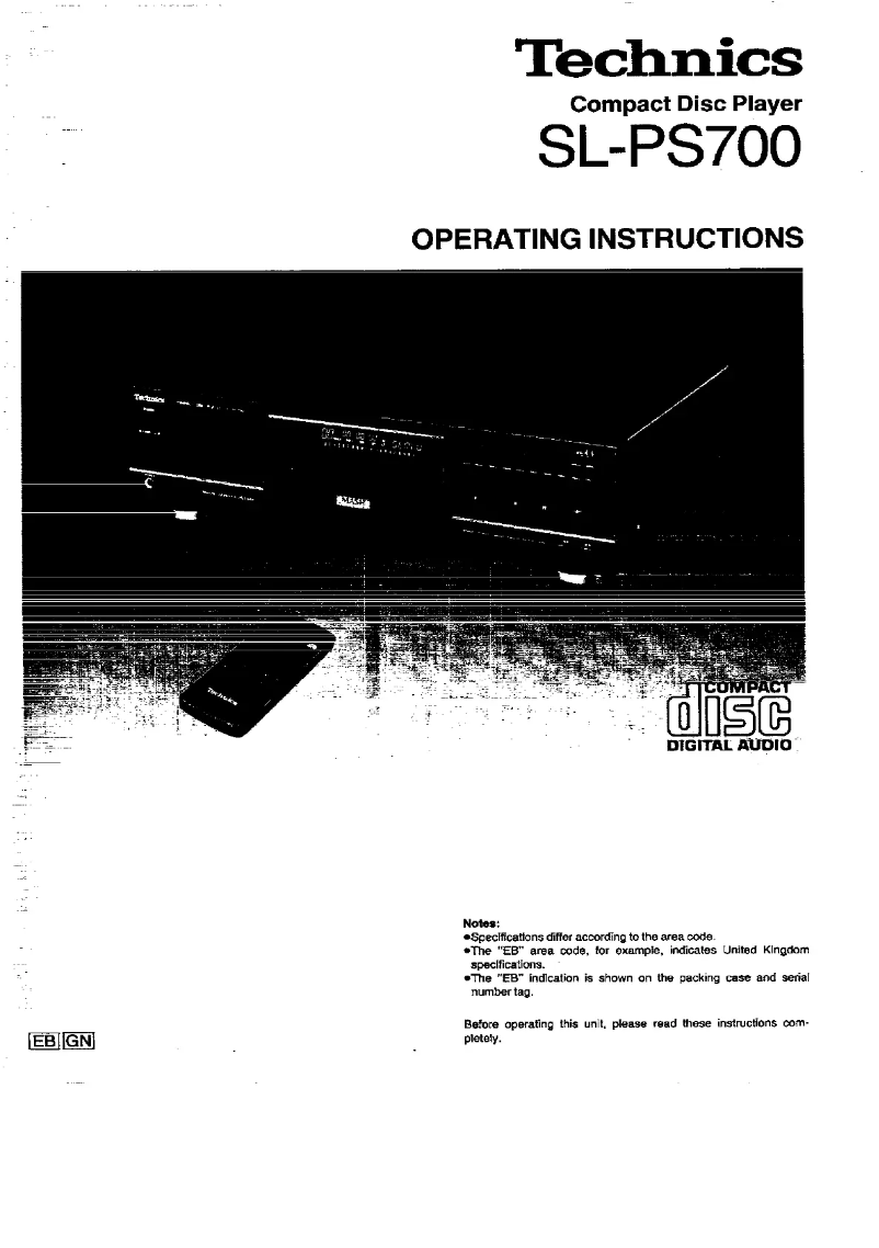 First page image of the manual for SL-PS700