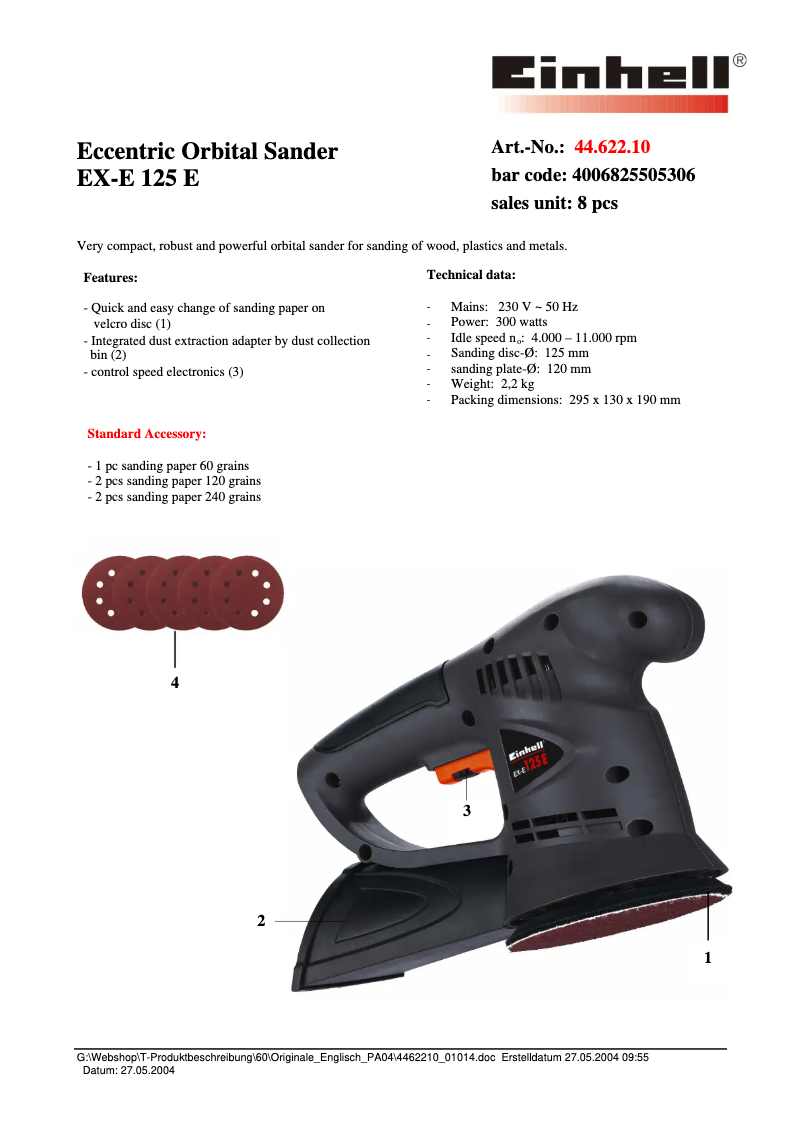 First page image of the manual for EX-E 125 E