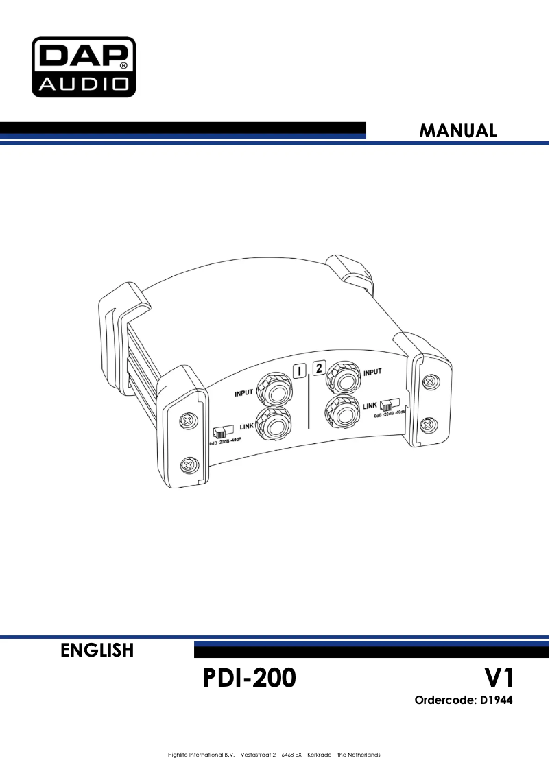 First page image of the manual for PDI-200
